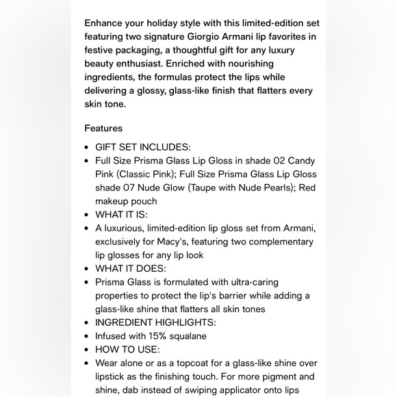 Armani 2pc. Full Size Prisma Glass Lip Gloss Set, Make-up Pouch, Eye Tint #44 - Picture 9 of 17